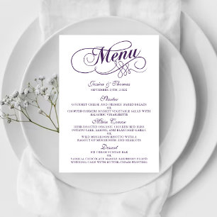 Elegant Paars en White Wedding Menu Sjablonen