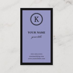 Elegant Paars en zwart monogram Visitekaartjes