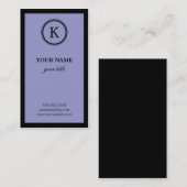 Elegant Paars en zwart monogram Visitekaartjes (Voorkant / Achterkant)