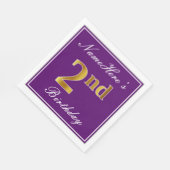 Elegant Paars, Faux Gold 2e verjaardag + naam Servet (Hoek)