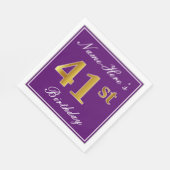Elegant Paars, Faux Gold 41st Birthday + Naam Servet (Hoek)