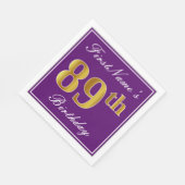 Elegant Paars, Faux Gold 89th Birthday + Naam Servetten (Hoek)