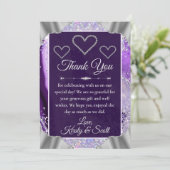 Elegant Paars Faux Holo Glitter Agate Wedding Bedankkaart (Staand voorkant)