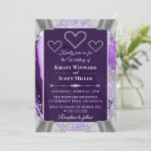 Elegant Paars Faux Holo Glitter Agate Wedding Kaart (Staand voorkant)