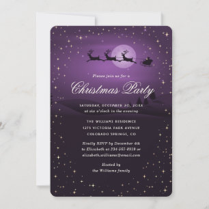 Elegant Paars Festief Kerstfeest Kaart