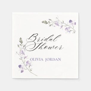 Elegant Paars Floral Bridal Shower Servet