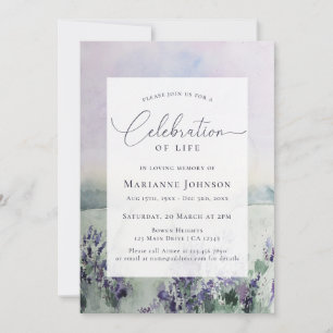 Elegant Paars Floral Celebration of Life Kaart