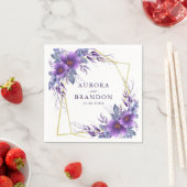 Elegant Paars Floral Gold Geometric Lijst Wedding Servet (Insitu)