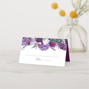 Elegant Paars Floral Greenery Wedding Script