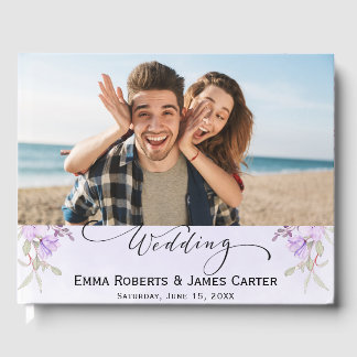 Elegant Paars Floral Guest Book Gastenboek