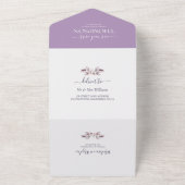 Elegant Paars Floral Lavender Wedding All In One Uitnodiging (Buitenkant)