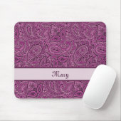 Elegant Paars Floral Paisley Pattern met naam Muismat (Met muis)