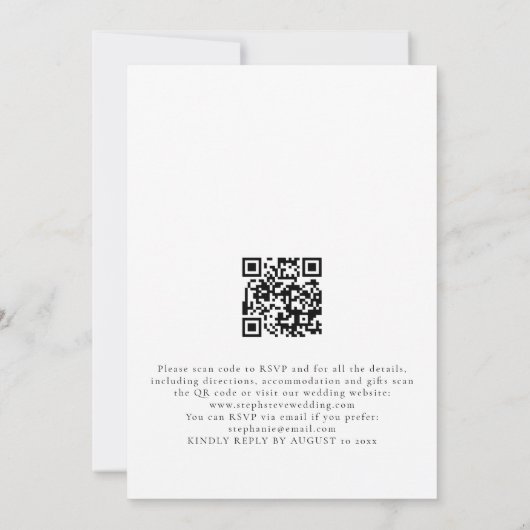 Elegant Paars Floral QR Code Weddenschap Kaart (Achterkant)