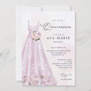 Elegant Paars Floral Quinceañera Birthday Kaart