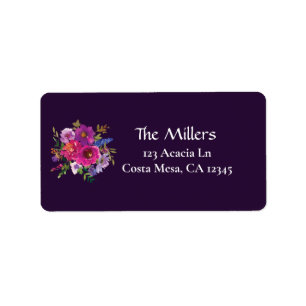 Elegant Paars Floral Return Address Label Wedding