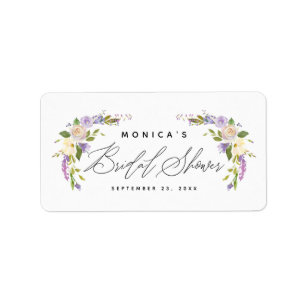 Elegant Paars Floral Vrijgezellenfeest Script Etiket