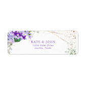 Elegant Paars Floral Wedding Return Address Etiket (Voorkant)