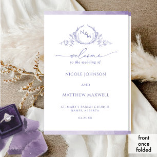 Elegant Paars Folded Wedding Ceremony Program