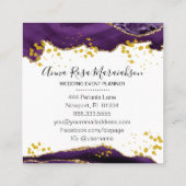 *~* Elegant Paars Glitter Agate Modern Vierkante Visitekaartje (Achterkant)