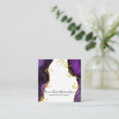 *~* Elegant Paars Glitter Agate Modern Vierkante Visitekaartje (Staand voorkant)
