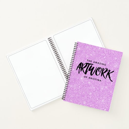 Elegant Paars Glitter Artist Sketchbook Notitieboek (Binnen)