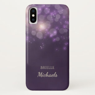 Elegant Paars Glitter Bokeh Sparkles iPhone X Hoesje