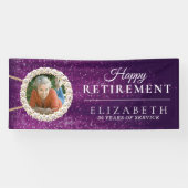 Elegant Paars Glitter Custom Retirement Party Spandoek (Horizontaal)