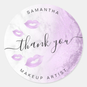 Elegant paars glitter lippen marmer make-up kunste ronde sticker
