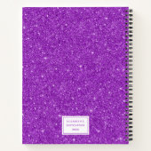 Elegant Paars Glitter Photo Sketchbook with Name Notitieboek (Achterkant)