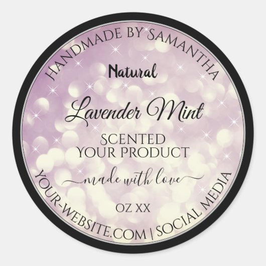 Elegant Paars Glitter Product Packaging Labels (Voorkant)