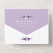 Elegant Paars Gold Floral Foliage Wedding Arch All In One Uitnodiging (Achterkant)