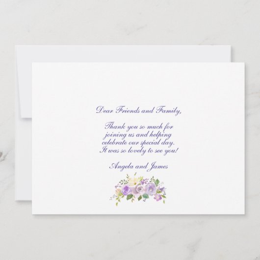 Elegant Paars Gold Floral Weddenfoto Bedankkaart (Achterkant)