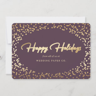 Elegant Paars Gold Foil Hand Lettered Business Feestdagenkaart