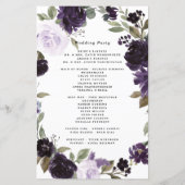 Elegant Paars Gold Green Floral Wedding Programs (Achterkant)
