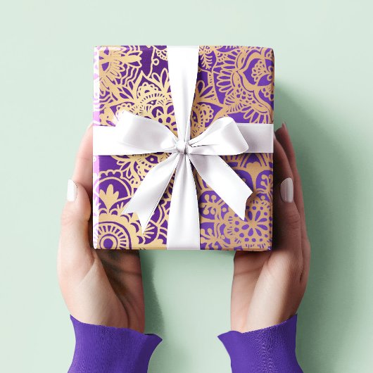Elegant Paars Gold Mandala Pattern Cadeaupapier