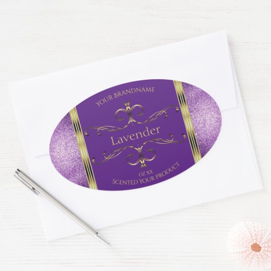 Elegant Paars Gold Product Labels Glitter Borders (Envelop)