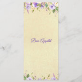 Elegant Paars Gold Waterverf Floral Wedding Menu (Achterkant)