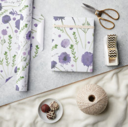 Elegant Paars Green Floral Pattern Cadeaupapier