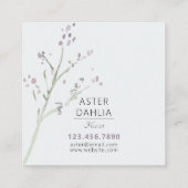 Elegant Paars Green Waterverf Flowers Vierkante Visitekaartje (Achterkant)