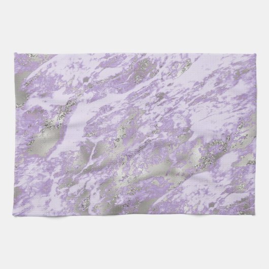 Elegant Paars Grijs Abstract Chic Patroon Theedoek (Horizontaal)