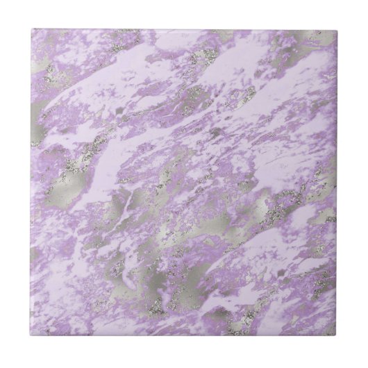 Elegant Paars grijs Abstract grafisch patroon Tegeltje (Voorkant)