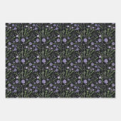 Elegant Paars Groen Zwart Bloemmotief Inpakpapier Vel (Voorkant 2)
