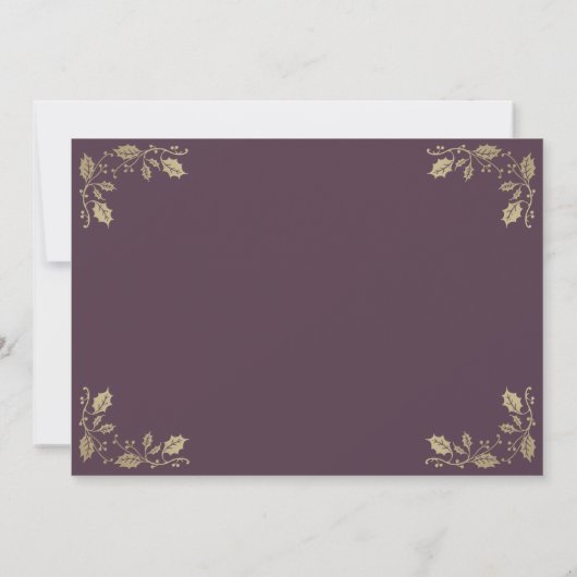 Elegant Paars Holly behaalt kerstfeestdag Kaart (Achterkant)