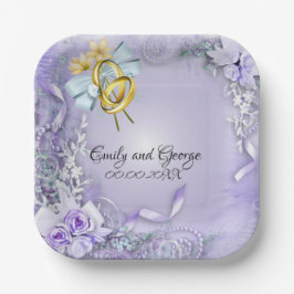 Elegant Paars  huwelijk/Verloving Papieren Bordje