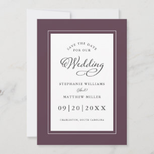 Elegant Paars Huwelijk Verlovings Chic Calligrafie Save The Date
