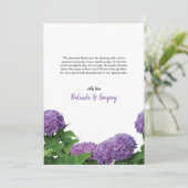 Elegant Paars Hydrangea Weddenschap Hartelijk dank Bedankkaart (Staand voorkant)