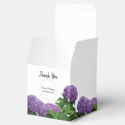 Elegant Paars Hydrangea Wedding Bedankdoosjes (Geopend)