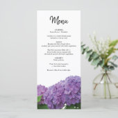 Elegant Paars Hydrangea Wedding Menu (Staand voorkant)