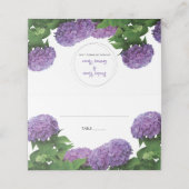 Elegant Paars Hydrangea Wedding Place Card (Buitenkant ongevouwen)