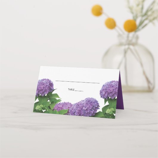 Elegant Paars Hydrangea Wedding Place Card (Voorkant)